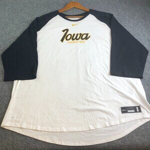 Nike Iowa Hawkeyes Shirt Mens 3XL Baseball Player Issue Raglan 3/4 Sleeve